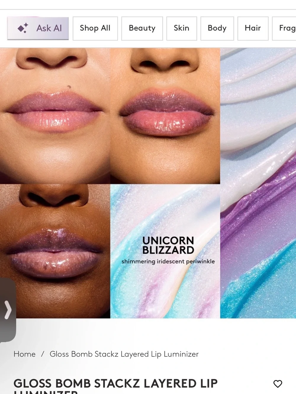 Fenty Beauty Gloss Bomb Stackz Lip Luminizer — unicorn blizzard
